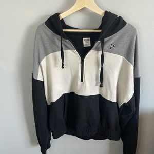 PINK VS Tri color Quarter Zip Hoodie